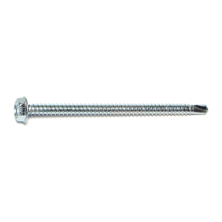 Midwest Fastener Self-Drilling Screw, #10 x 3 in, Zinc Plated Steel Flange Hex Head External Hex Drive, 100 PK 50892